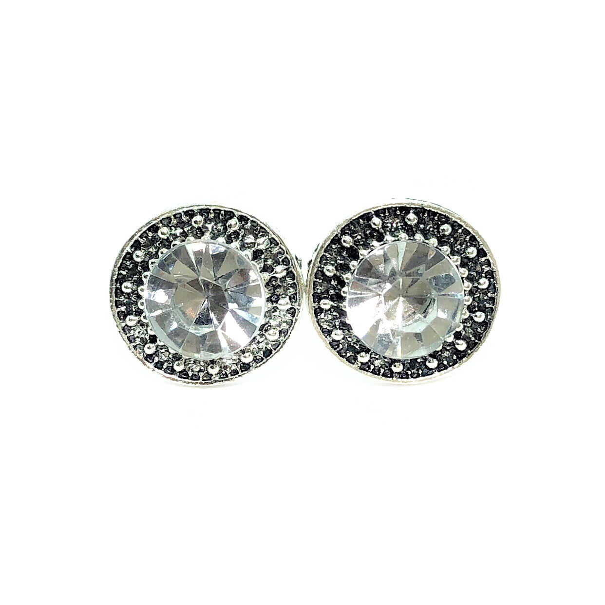 Milgrain Zirconia Halo Stud Earrings for Women