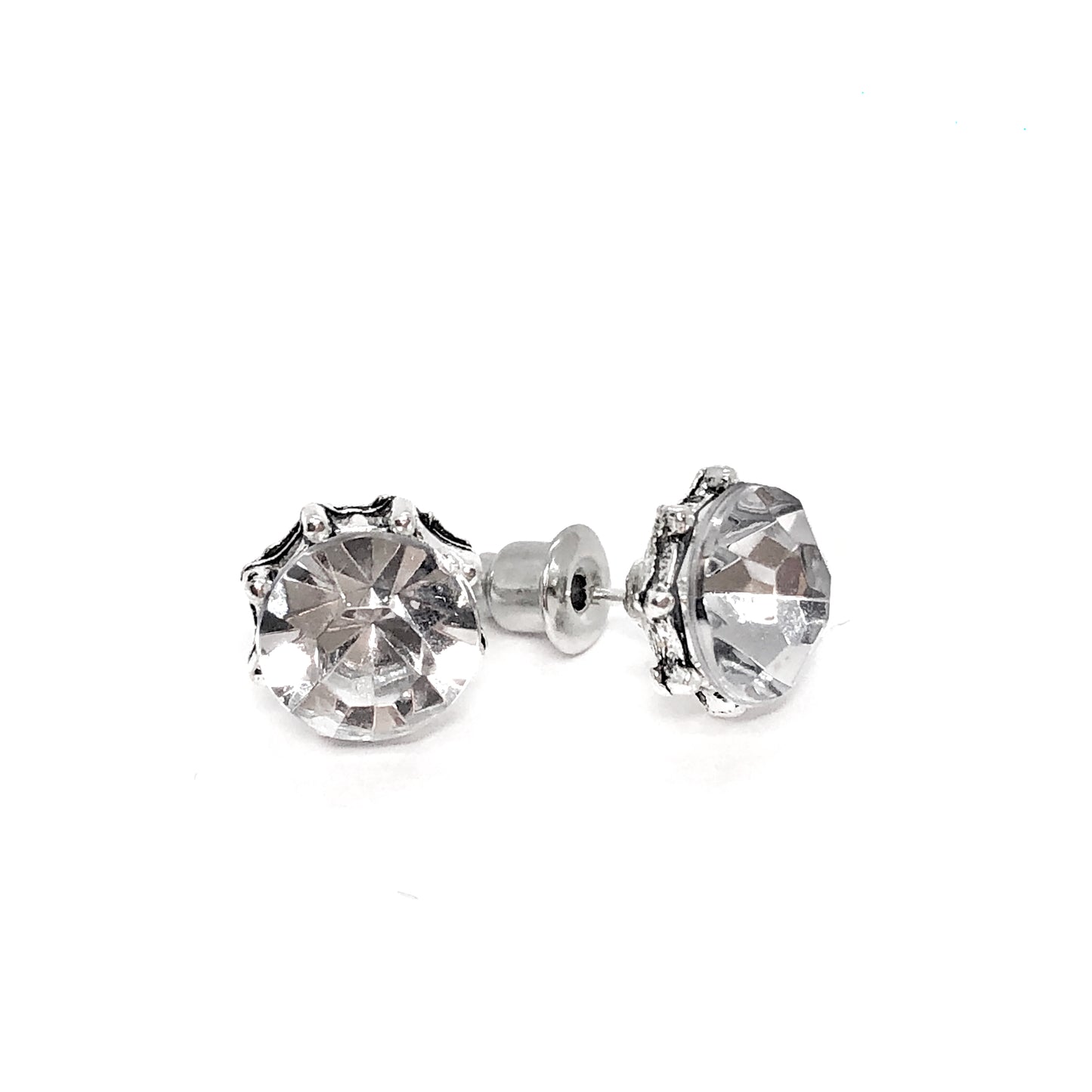 Milgrain Zirconia Crown Stud Earrings