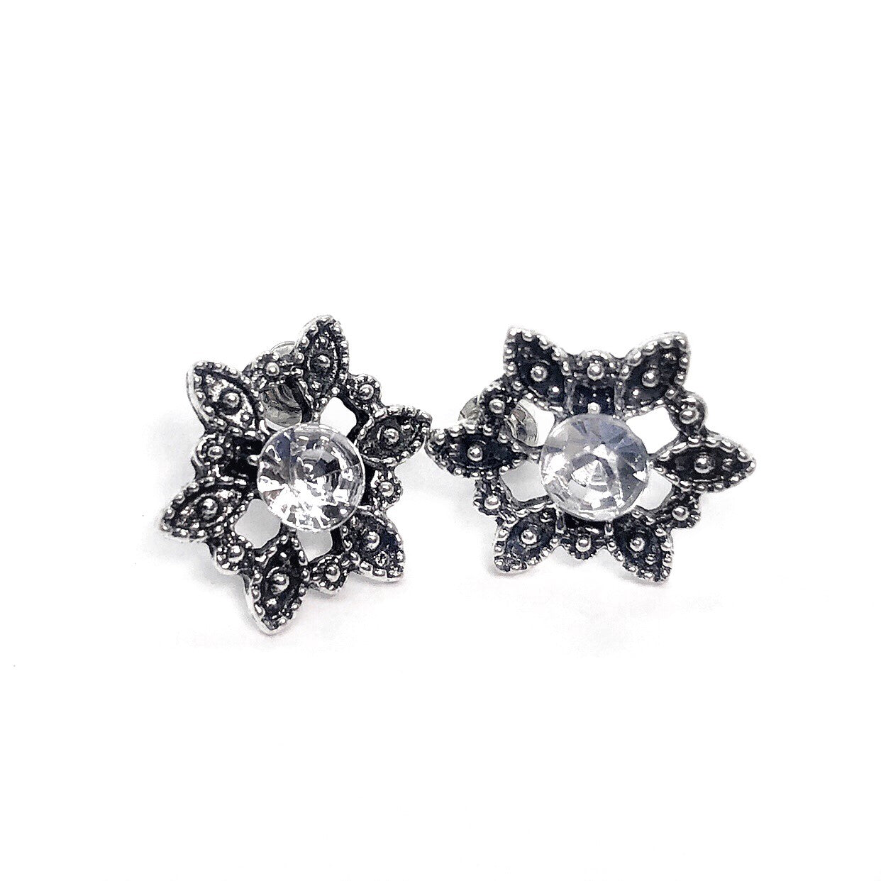 Empire Crystal Medallion Stud Earrings