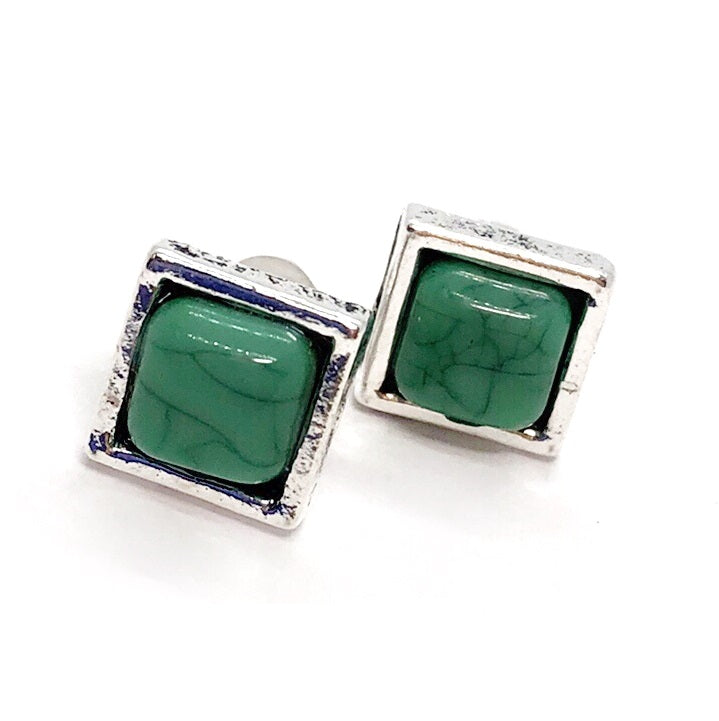 Bohemia Turquoise Square Stud Earrings