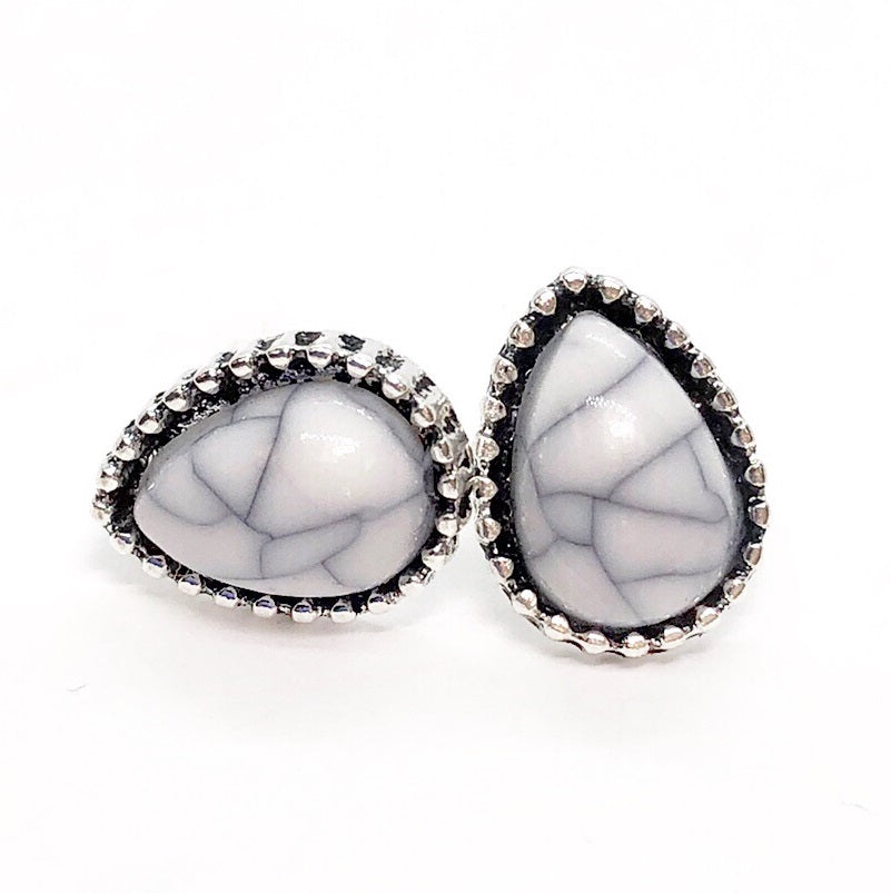 Bohemia Marbled Pear Stud Earrings