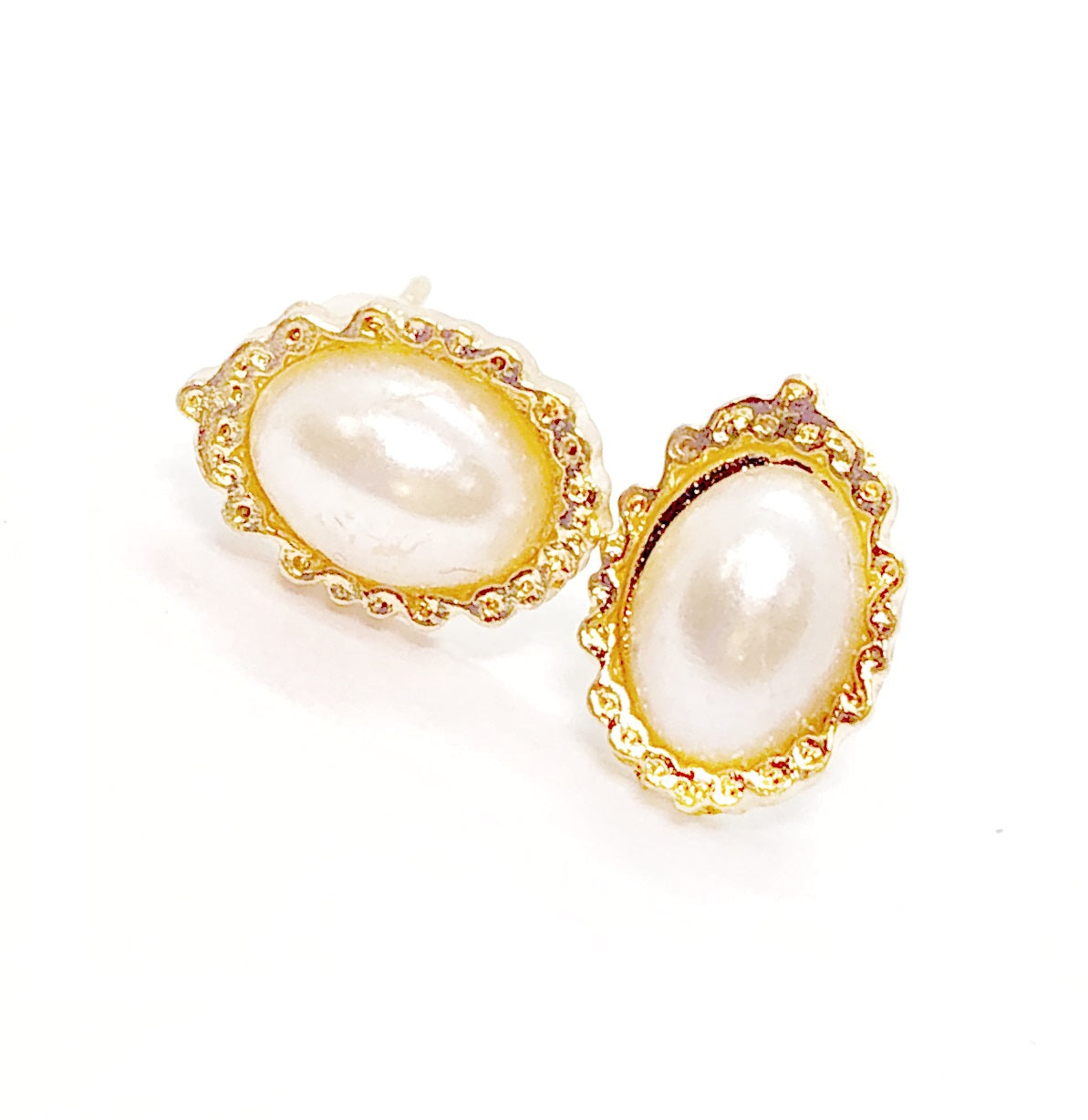 Pearlescence Oval Framed Stud Earrings