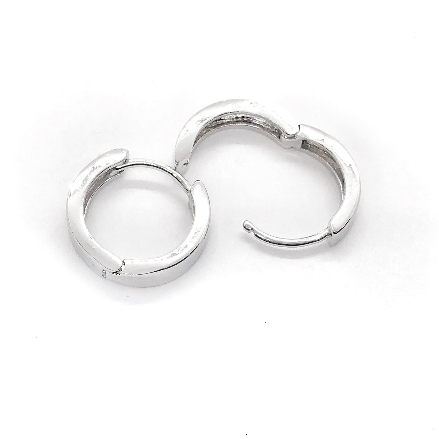 Polished 17mm Stainless Steel Huggie Hoop Earrings