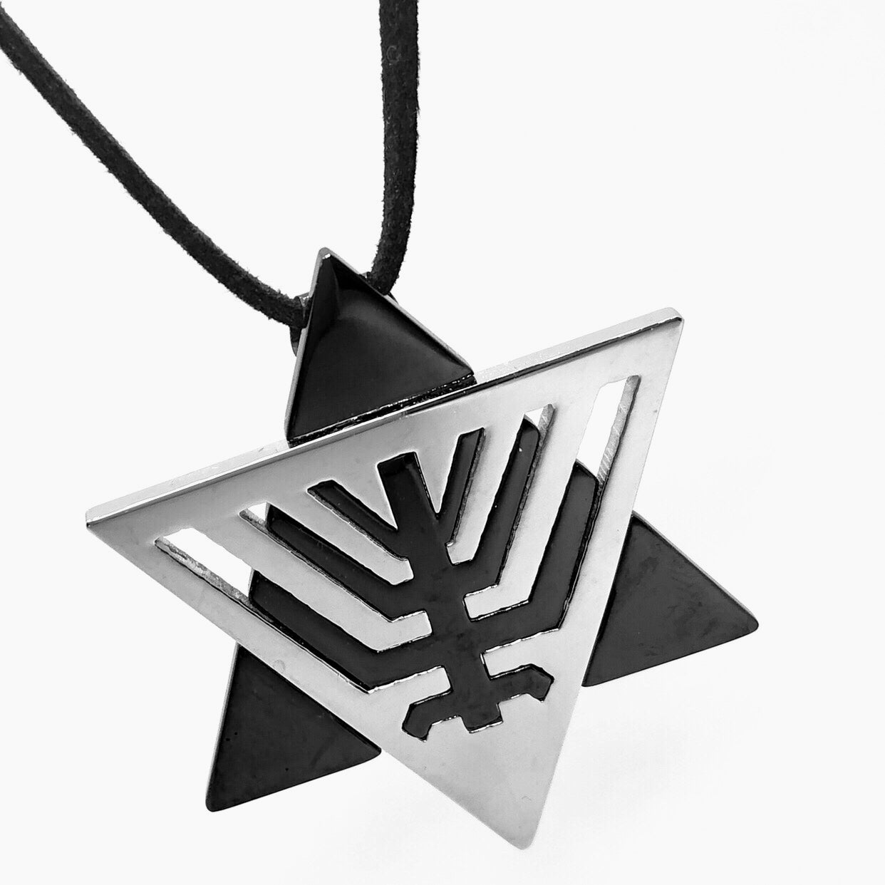 Star of David Menorah Silhouette Stainless Steel Necklace