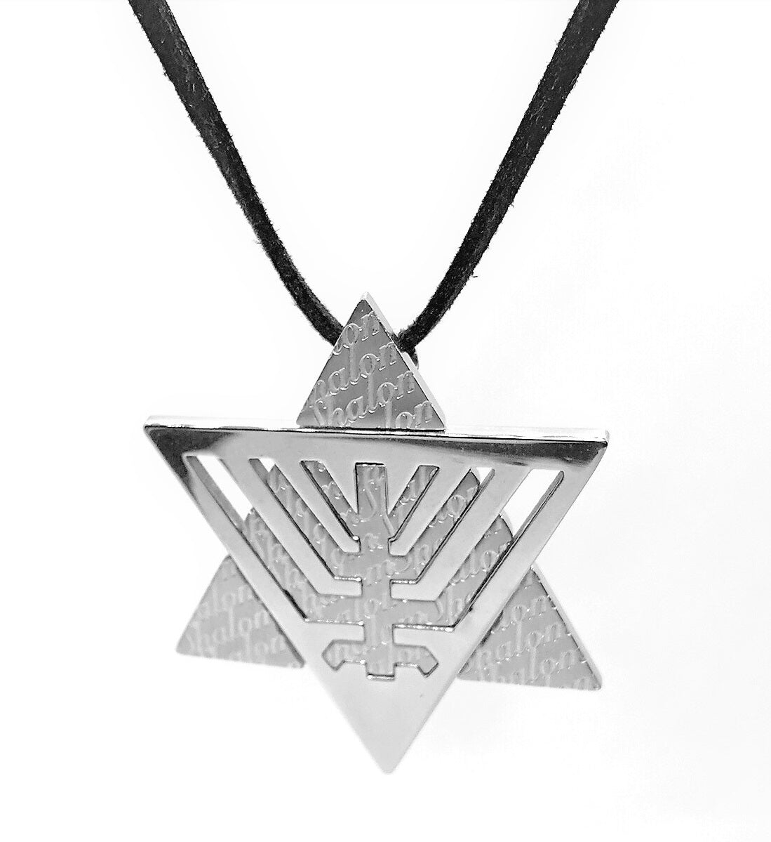 embossed-star-of-david-menorah-silhouette-stainless-steel-necklace