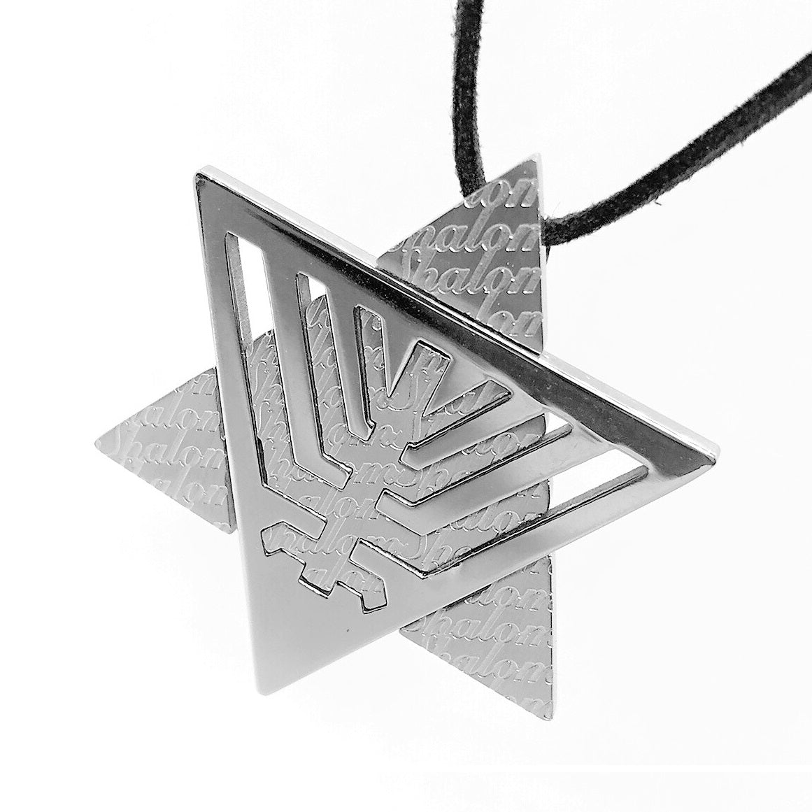 embossed-star-of-david-menorah-silhouette-stainless-steel-necklace