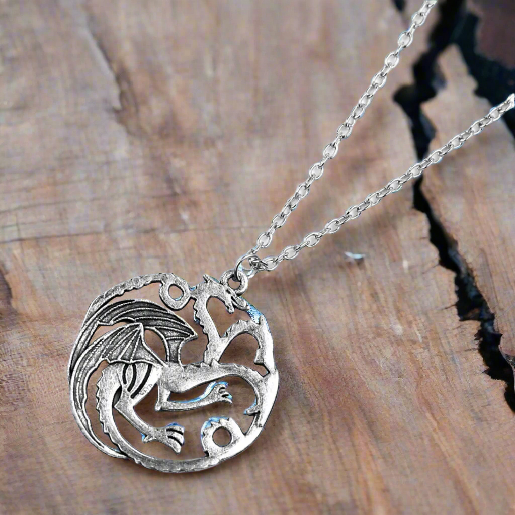 Three Heads Dragon Silver Necklace Pendant | Unisex Alloy Pendant Necklace