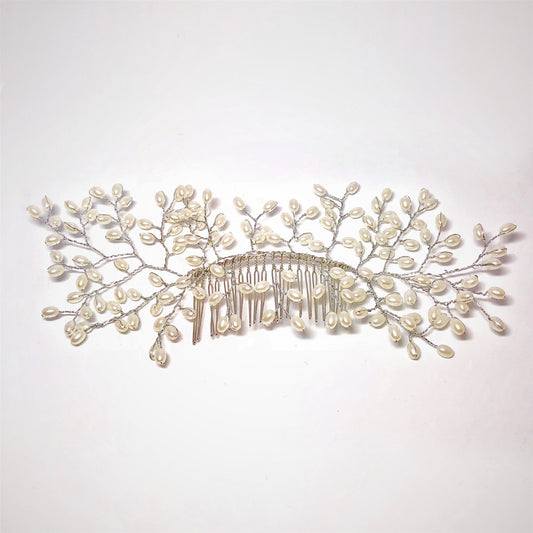 Silver Pearl  Branches Hair Comb