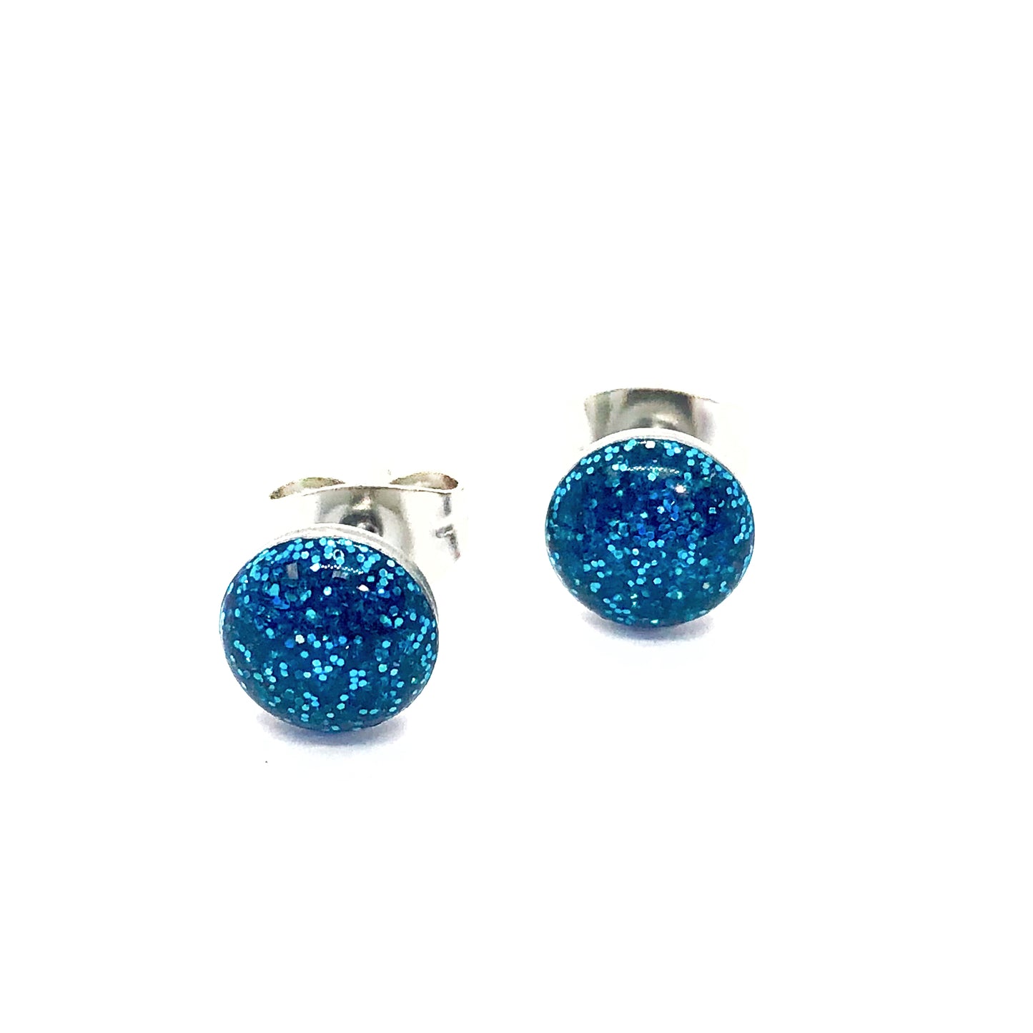 Glittery Blue Stainless Steel Studs