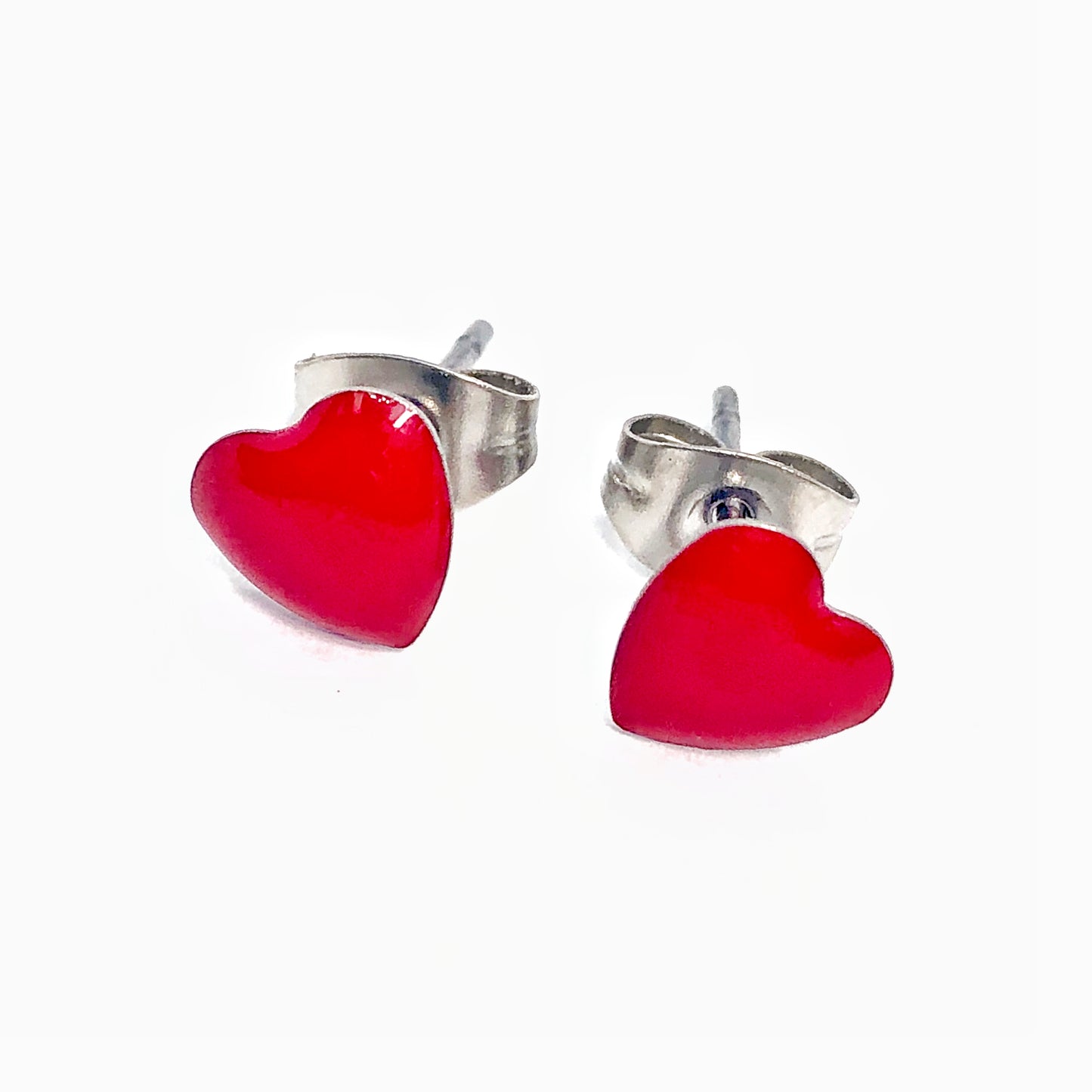 Hearts Enamel Stainless Steel Studs for Girls or Woman, Choose Your Color