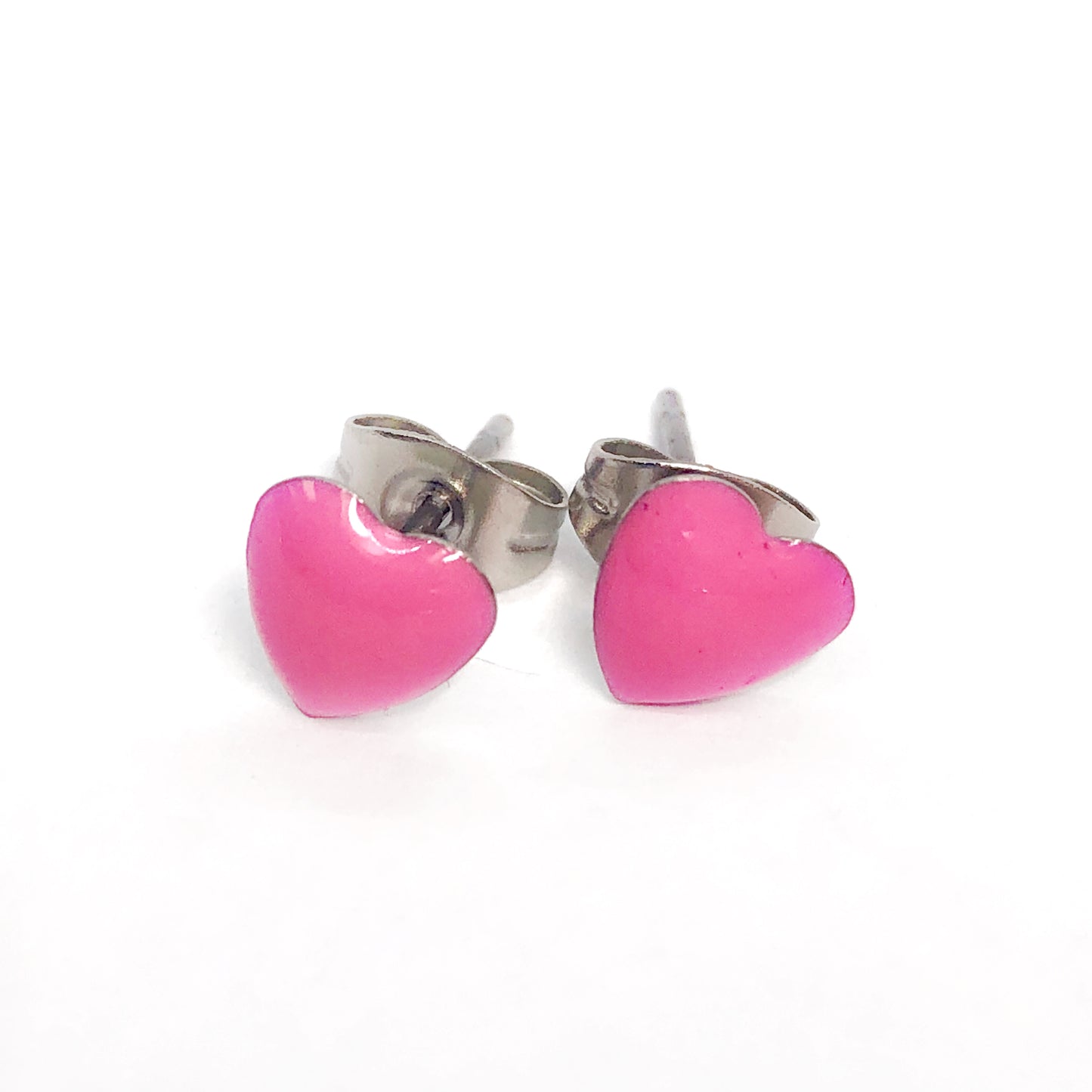 Hearts Enamel Stainless Steel Studs for Girls or Woman, Choose Your Color