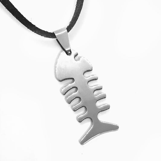 Fish Bone Stainless Steel Pendant Necklace