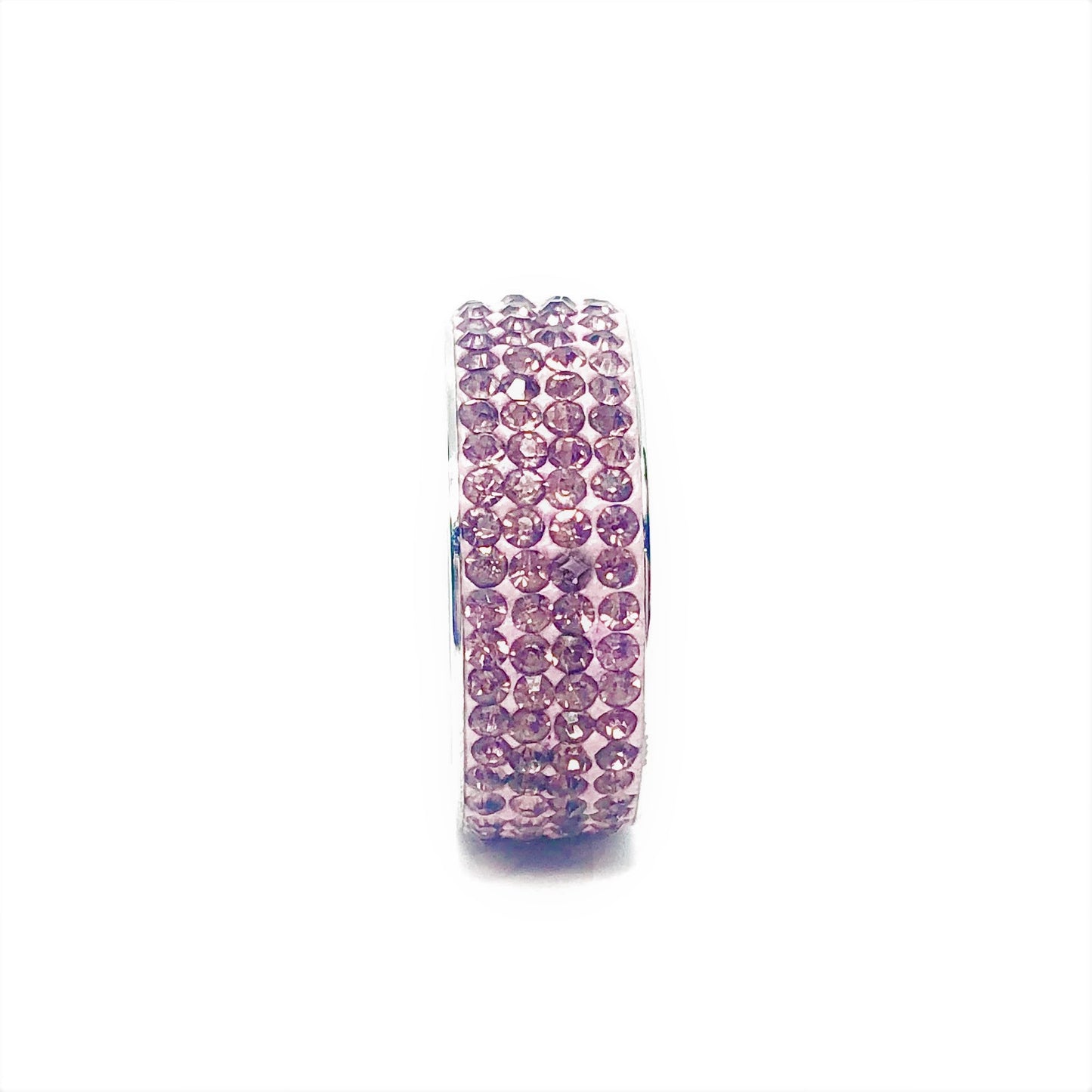 4 Row Pink IOBI Crystals Stainless Steel Ring