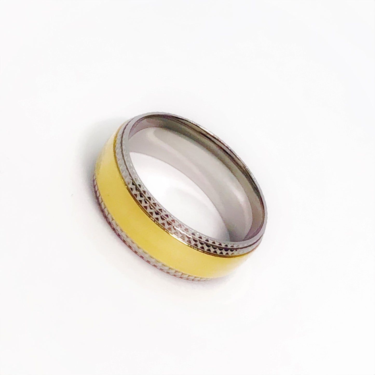 Polished Gold Line Two Tone Stainless Steel Ring