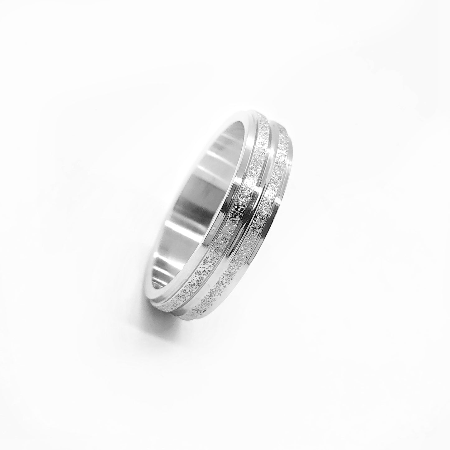 Silver Sandblasted lines Stainless Steel Band