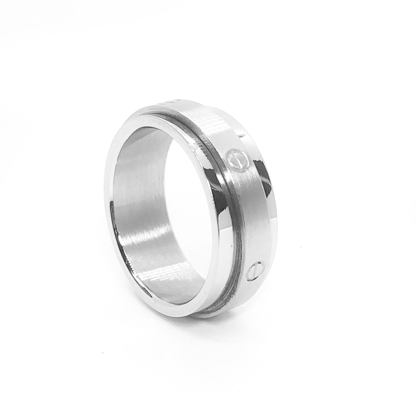 Silver Love Band Stainless Steel  Spinner Ring