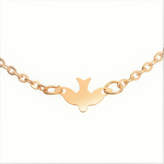 Tiny Minimalist Yellow Gold Dove Necklace for Women