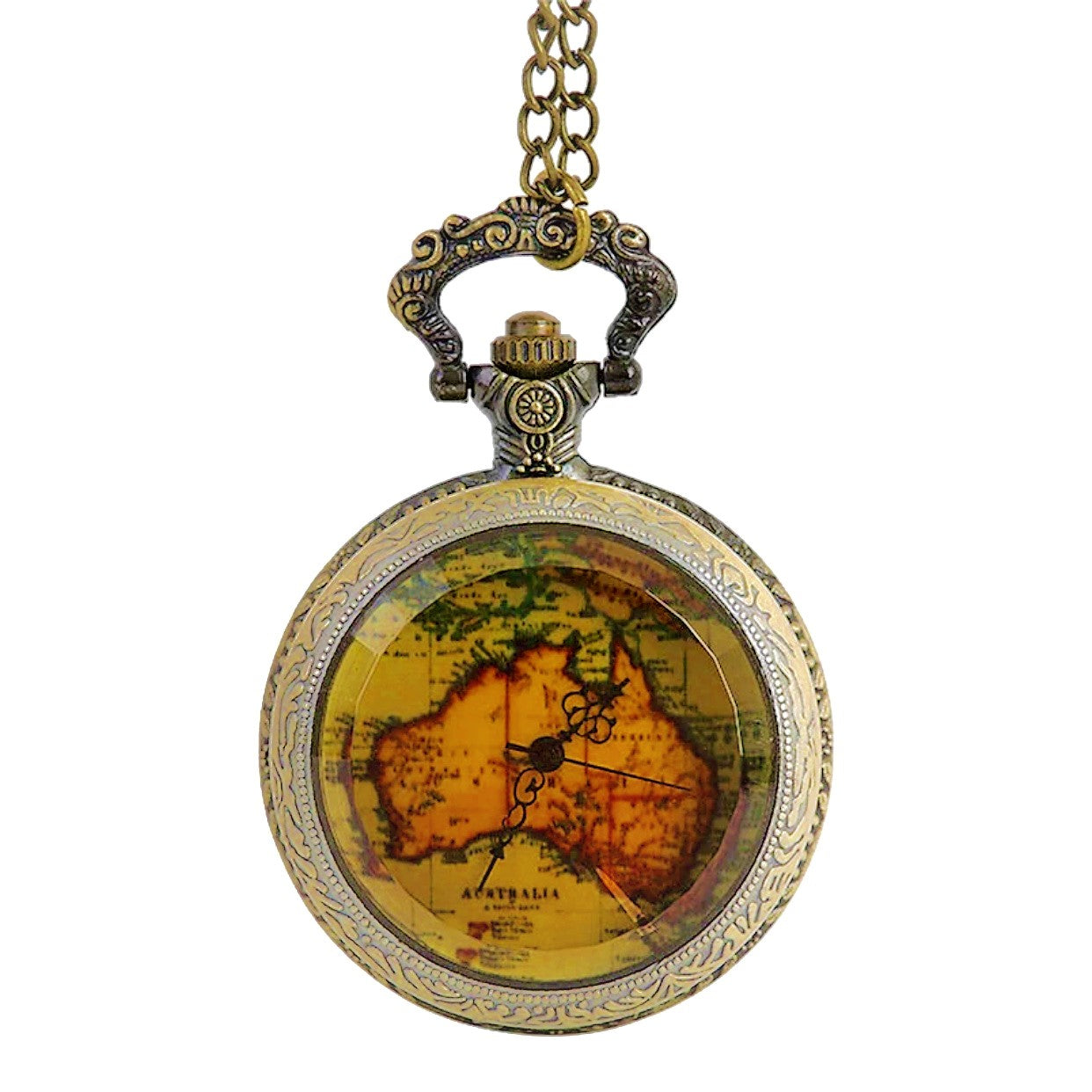 Vintage Bronze Australian Map Pocket Watch for Man or Woman