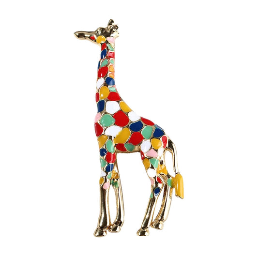 Colorful Enamel Giraffe Brooch Pin