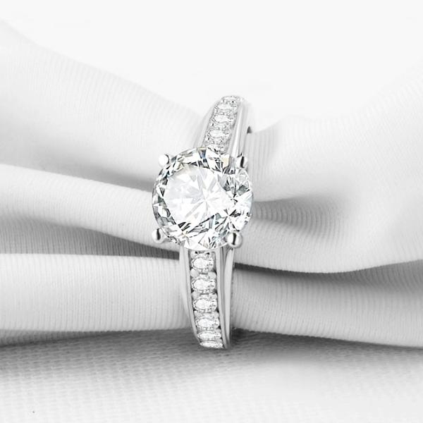 Daphne 2CT Solitaire Surprise Detail Cathedral OB Simulated Diamond Ring for Woman Bridal Engagement Wedding Anniversary Gift