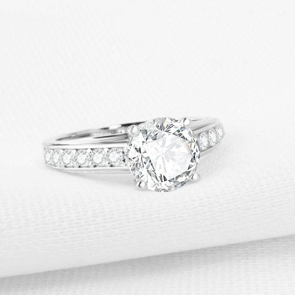 Daphne 2CT Solitaire Surprise Detail Cathedral OB Simulated Diamond Ring for Woman Bridal Engagement Wedding Anniversary Gift