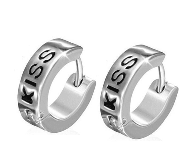 Thin Black Symbols Huggie Hoop Stainless Steel Earrings - Eight Designs