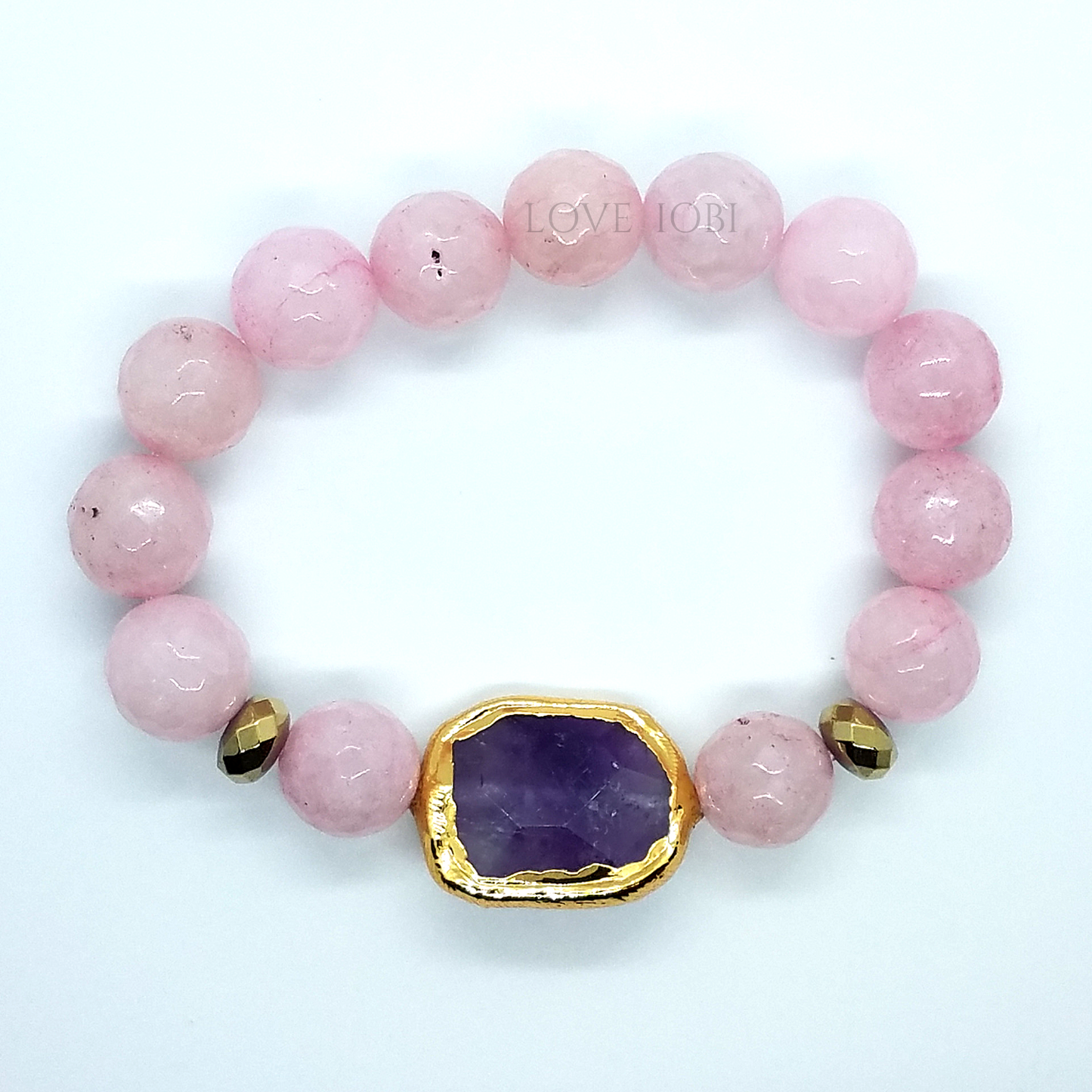 Natural Rose Quartz Briolette Stretch Bead Bracelet for Women