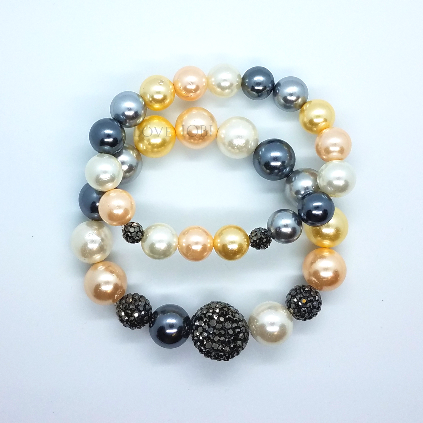 Multi Color Shell Pearl and Hematite Stretch Bracelet Set for Woman