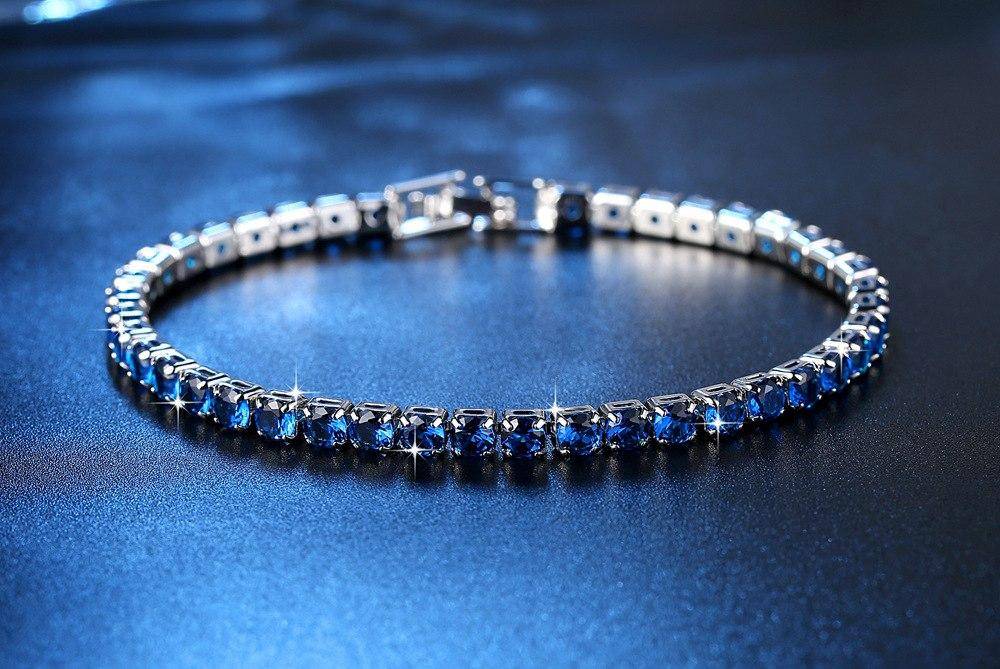 Luxury Blue Swiss CZ Tennis Bracelet for Women Special Occasion Anniversary Holiday Birthday