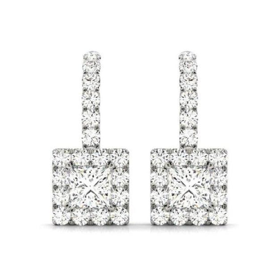 Lyra .40CT Princess Halo IOBI Simulated Diamond Earrings