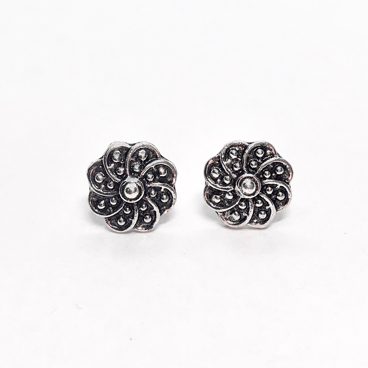 Romanesque Floral Medallion Stud Earrings