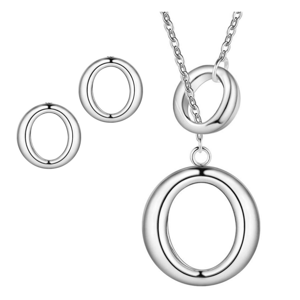 O Yes Silver Necklace & Earrings Set for Women Special Occasion Everyday Wear