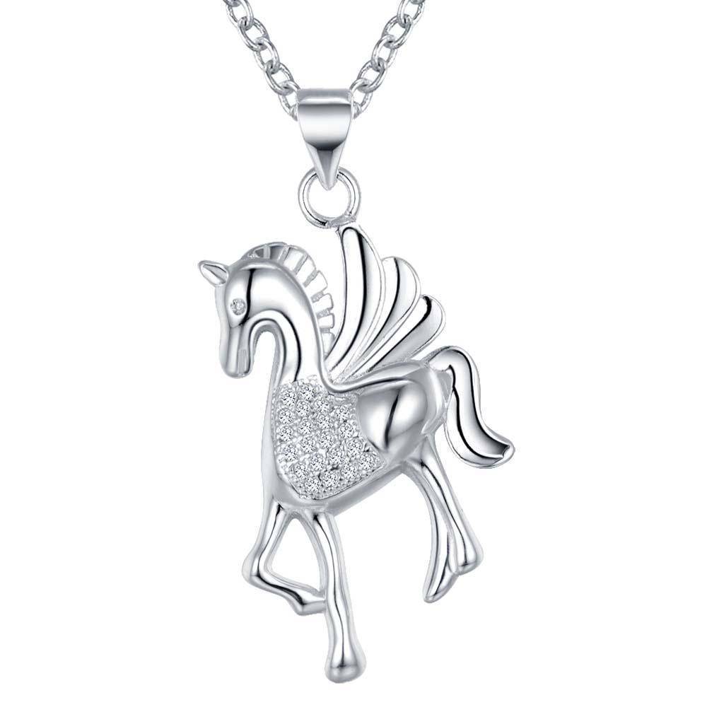 Pegasus Sterling Silver Necklace Pendant for Woman