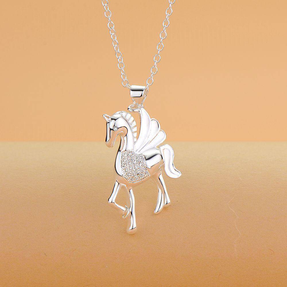 Pegasus Sterling Silver Necklace Pendant for Woman