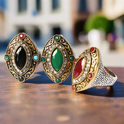 Renaissance Era Bejeweled OB Cocktail Ring for Women