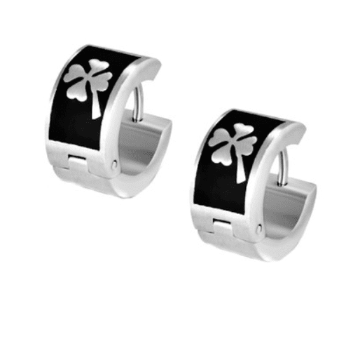 Black Tribal Huggie Hoop Stainless Steel Earrings - Six Designs