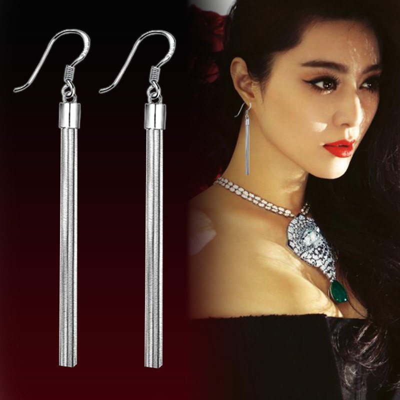 Sleek Silver Strings Tassel Earrings