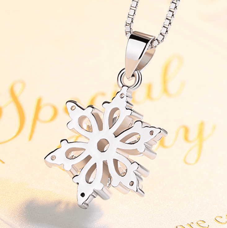 Snowy White Zirconia Snowflake Necklace