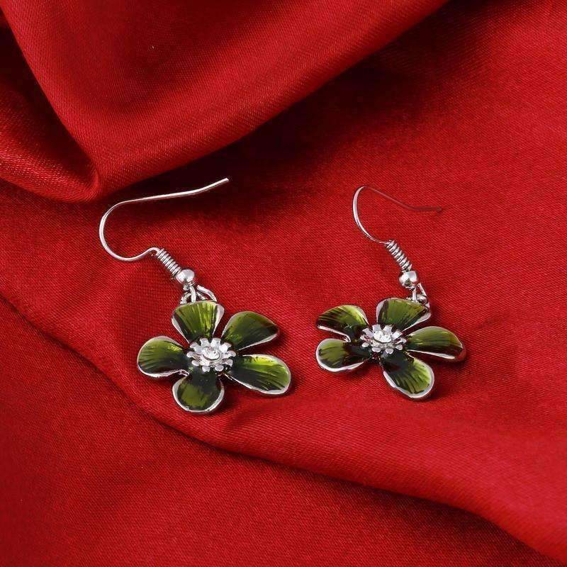 Spring Bouquet Enamel Flower Necklace and Earrings - In Three Colors