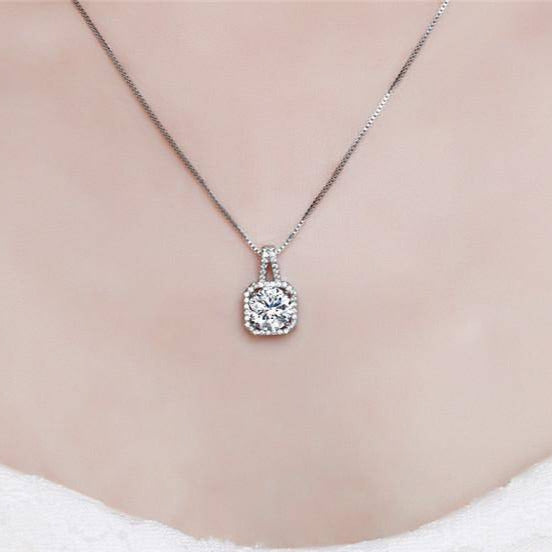 14K White Gold plated Lavish 2CT CZ Diamond Necklace for Woman Special Occasion or Bridal