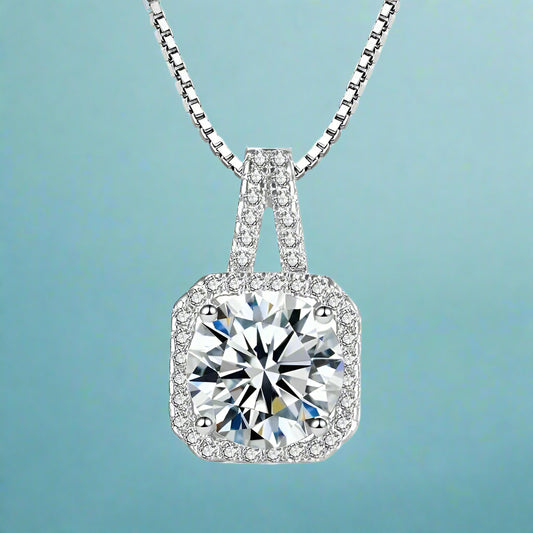 14K White Gold plated Lavish 2CT CZ Diamond Necklace for Woman Special Occasion or Bridal