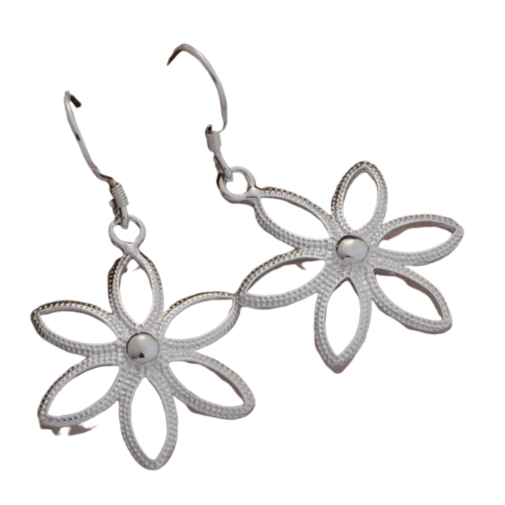 Star Flower Light Silver Earrings For Woman