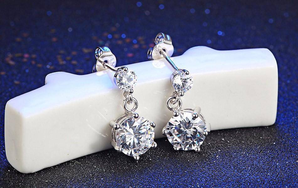 14K White Gold Plated Starry Nights IOBI Crystal Earrings For Woman