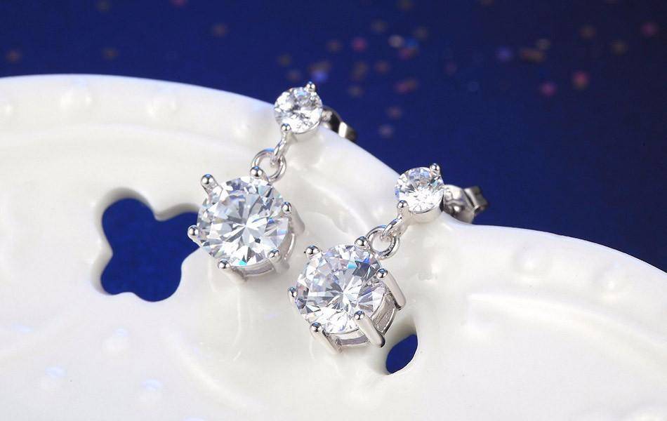 14K White Gold Plated Starry Nights IOBI Crystal Earrings For Woman