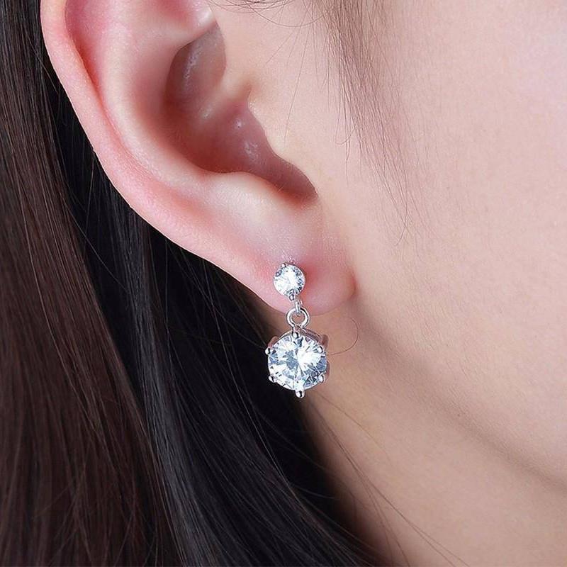 14K White Gold Plated Starry Nights IOBI Crystal Earrings For Woman