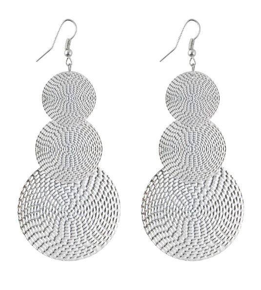 Dangling Basket Weave Circles Earrings in Gold or Silver