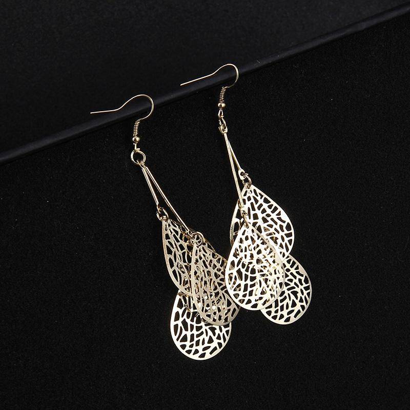 Dangling Mesh Drops Earrings in Gold or Silver for Women