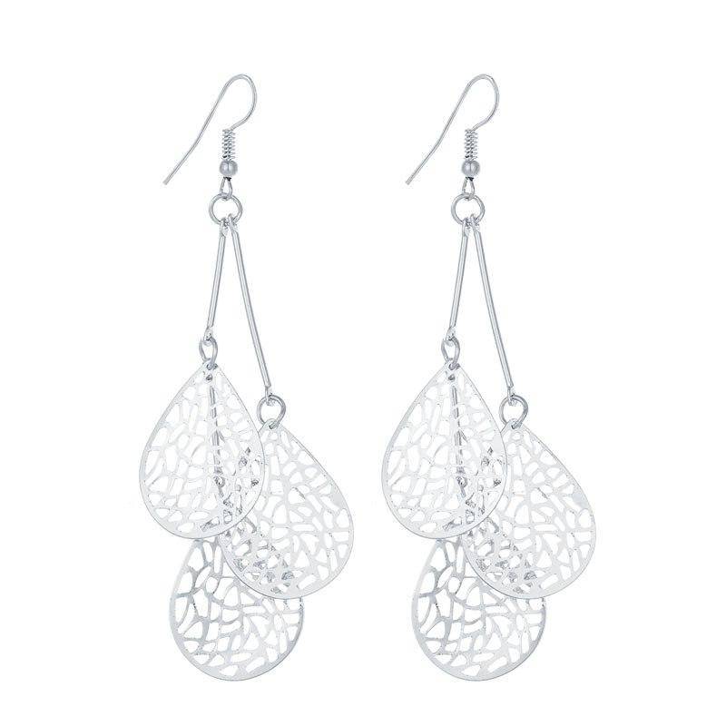 Dangling Mesh Drops Earrings in Gold or Silver for Women