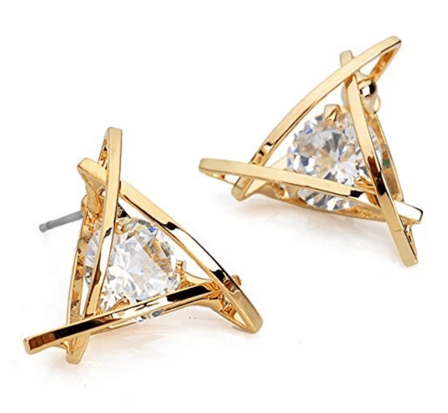 Captured Crystals Triangle Earrings