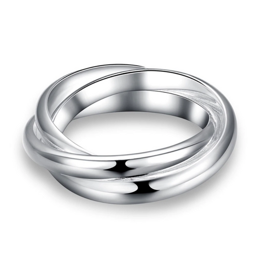 Trinity Silver Interlocked Rolling Rings for Women